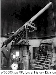 Lewis Swift inside the Warner Observatory as seen circa 1890.