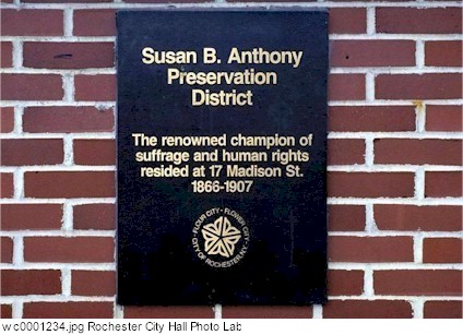 Susan B. Anthony Preservation Plaque.