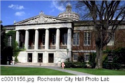 The Colonnade of Rush Rhees Library on the University of Rochester Campus.