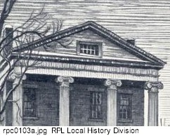 The pediment of the Campbell-Whittlesey house.
