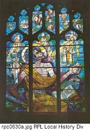 Stained glass window in the library of Nazareth College.