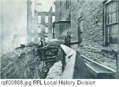 Steam Gauge and Lantern Works fire ruins.