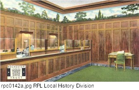 Rochester Trust, teller window's in women's department.