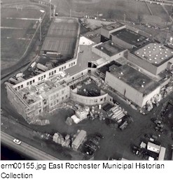 Aerial view of school construction.