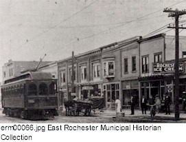 Trolley car in East Rochester.