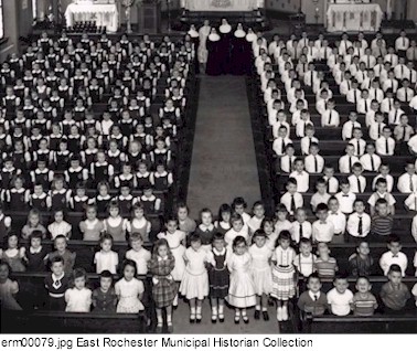 Children inside of St. Jerome's Church.